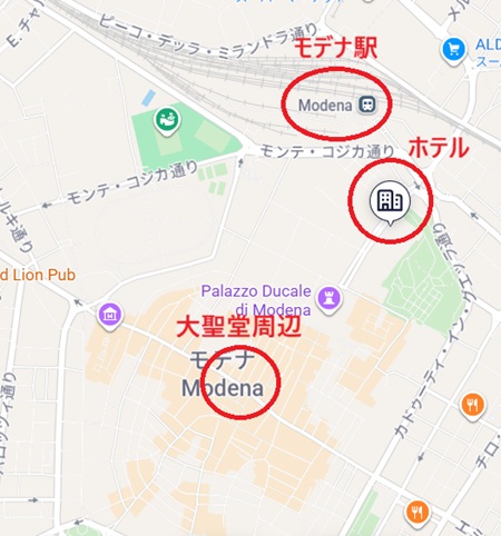 モデナの地図
