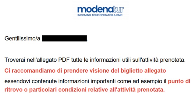 「ギルランディーナの塔」予約完了メールの画像